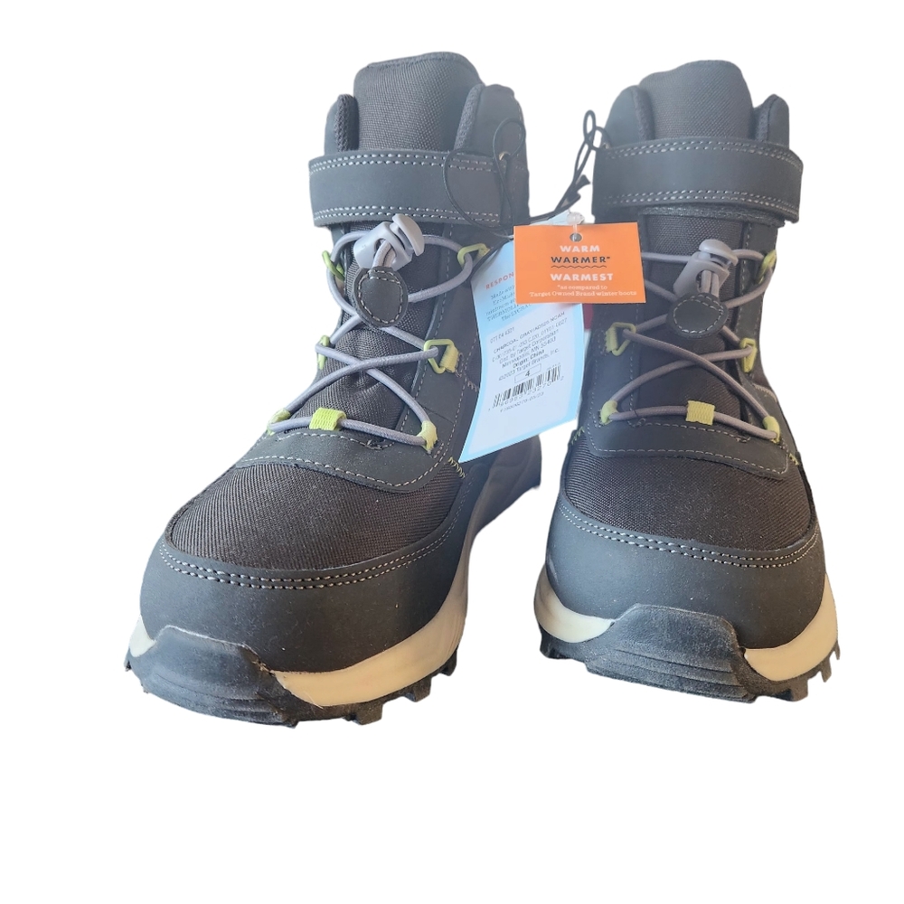 Boys' Noah Hiker Winter Boots - Cat & Jack Charcoal Gray  Size 4